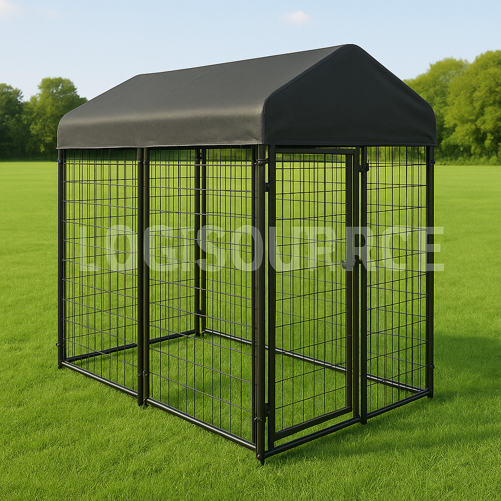 Steel-frame modular dog kennel